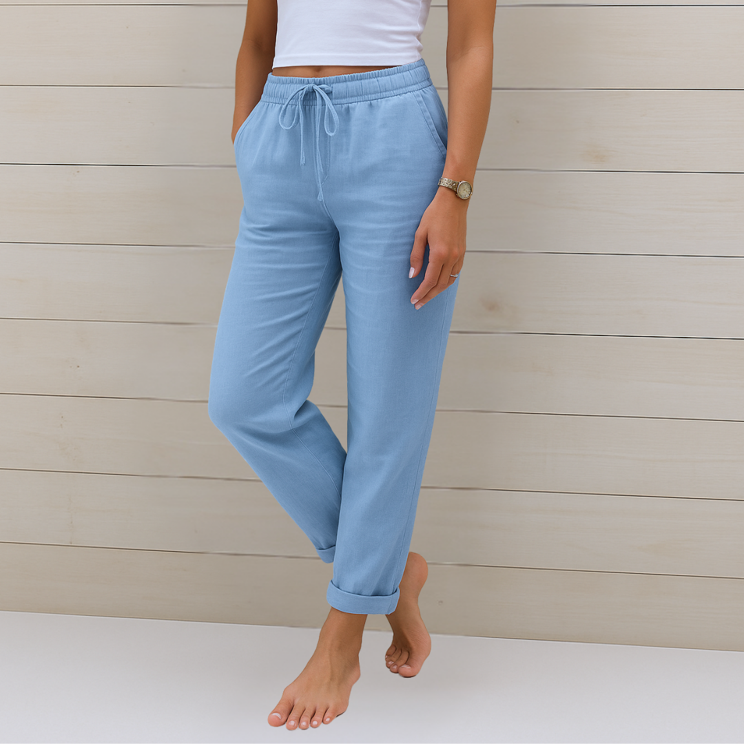 Zarita | Linen Trousers with Elastic Finish