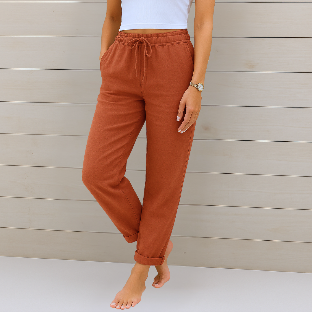 Zarita | Linen Trousers with Elastic Finish