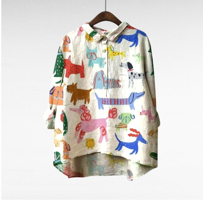 Lila Jane | Exclusive Women's Blouse with Dog Pattern