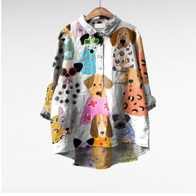Lila Jane | Exclusive Women's Blouse with Dog Pattern