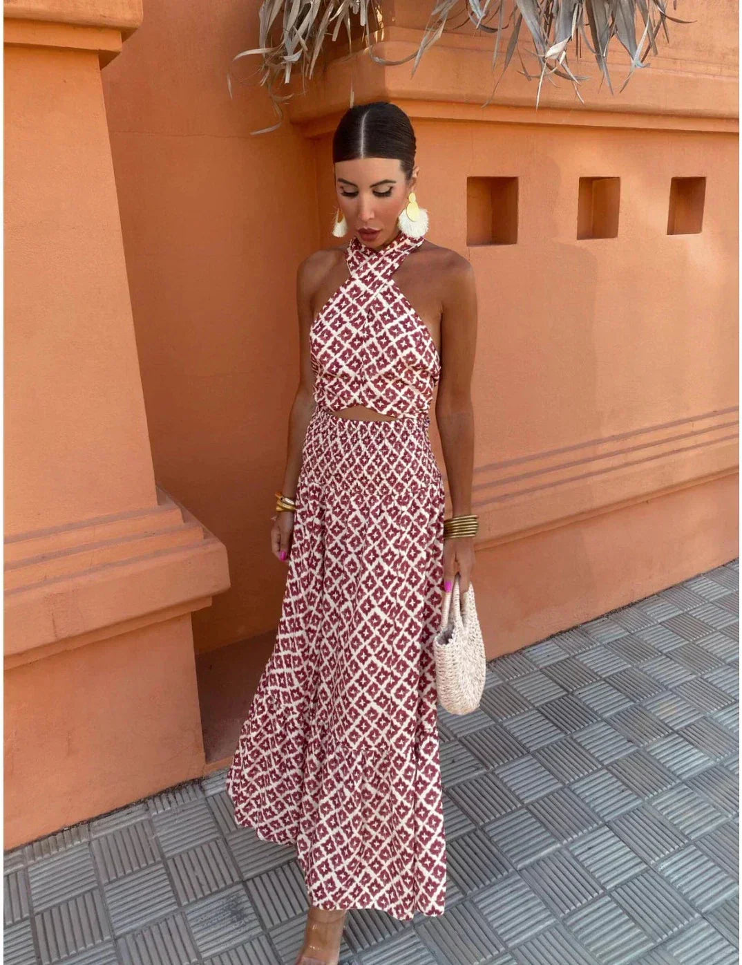 Liora™ | Elegant Draped Midi Dress with Off-the-Shoulder Design