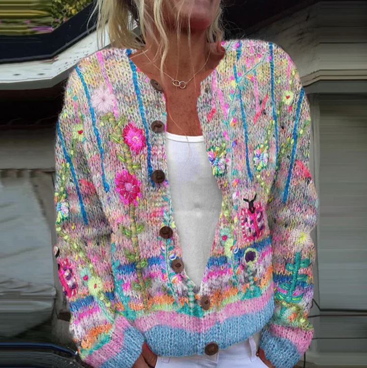 Liora | Elegant cardigan with floral print